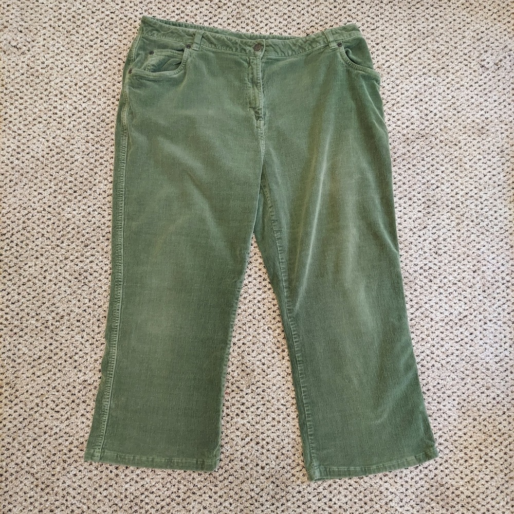 Woolrich Womens Green Corduroy Pants Straight Leg Stretch 16P Gorpcore Granola